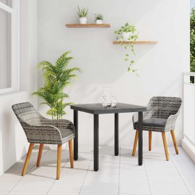 Conjunto de Comedor de Jardín 3 pcs Gris ratán sintético