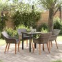 Conjunto de Comedor de Jardín 5 pcs Gris ratán sintético