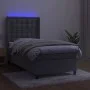 Box spring bed with mattress and LED light gray velvet 80x200 cm by vidaXL, Beds and slatted bases - Ref: Foro24-3139769, Pri...