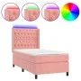 Cama box spring colchón y LED terciopelo rosa 80x200 cm de vidaXL, Camas y somieres - Ref: Foro24-3139714, Precio: 344,74 €, ...