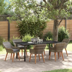 Conjunto de Comedor de Jardín 7 pcs Gris ratán sintético