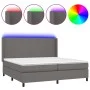 Box spring bed with mattress and LED gray synthetic leather 200x200 cm by vidaXL, Beds and slatted bases - Ref: Foro24-313928...