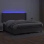 Box spring bed with mattress and LED gray synthetic leather 200x200 cm by vidaXL, Beds and slatted bases - Ref: Foro24-313928...