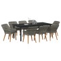 Conjunto de Comedor de Jardín 9 pcs Gris ratán sintético