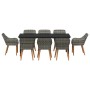 Conjunto de Comedor de Jardín 9 pcs Gris ratán sintético