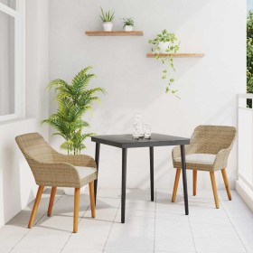 Conjunto de Comedor de Jardín 3 pcs Beige ratán sintético
