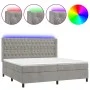 Cama box spring colchón y LED terciopelo gris claro 200x200 cm de vidaXL, Camas y somieres - Ref: Foro24-3139763, Precio: 716...