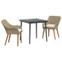 Conjunto de Comedor de Jardín 3 pcs Beige ratán sintético