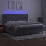 Box spring bed with mattress and LED light gray velvet 200x200 cm by vidaXL, Beds and slatted bases - Ref: Foro24-3139763, Pr...
