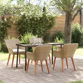 Conjunto de Comedor de Jardín 5 pcs Beige ratán sintético