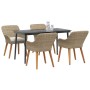 Conjunto de Comedor de Jardín 5 pcs Beige ratán sintético