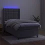 Box spring bed with mattress and LED light gray velvet 100x200 cm by vidaXL, Beds and slatted bases - Ref: Foro24-3139787, Pr...