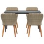 Conjunto de Comedor de Jardín 5 pcs Beige ratán sintético