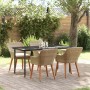 Conjunto de Comedor de Jardín 5 pcs Beige ratán sintético