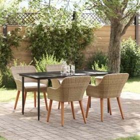 Conjunto de Comedor de Jardín 5 pcs Beige ratán sintético