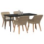 Conjunto de Comedor de Jardín 5 pcs Beige ratán sintético