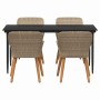 Conjunto de Comedor de Jardín 5 pcs Beige ratán sintético