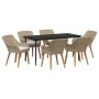 Conjunto de Comedor de Jardín 7 pcs Beige ratán sintético