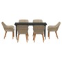 Conjunto de Comedor de Jardín 7 pcs Beige ratán sintético