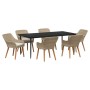 Conjunto de Comedor de Jardín 7 pcs Beige ratán sintético