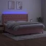 Box spring bed with mattress and LED pink velvet 200x200 cm by vidaXL, Beds and slatted bases - Ref: Foro24-3139768, Price: 7...