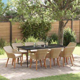 Conjunto de Comedor de Jardín 9 pcs Beige ratán sintético