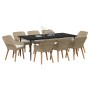 Conjunto de Comedor de Jardín 9 pcs Beige ratán sintético