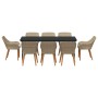Conjunto de Comedor de Jardín 9 pcs Beige ratán sintético