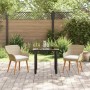 Conjunto de Comedor de Jardín 3 pcs Beige ratán sintético