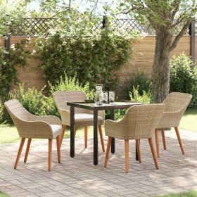 Conjunto de Comedor de Jardín 5 pcs Beige ratán sintético