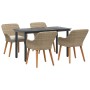 Conjunto de Comedor de Jardín 5 pcs Beige ratán sintético