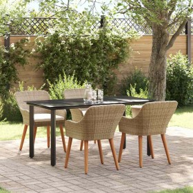 Conjunto de Comedor de Jardín 5 pcs Beige ratán sintético