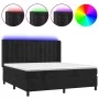 Box spring bed with mattress and LED black velvet 160x200 cm by vidaXL, Beds and slatted bases - Ref: Foro24-3139813, Price: ...