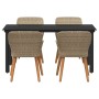 Conjunto de Comedor de Jardín 5 pcs Beige ratán sintético