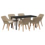 Conjunto de Comedor de Jardín 7 pcs Beige ratán sintético
