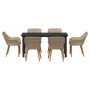 Conjunto de Comedor de Jardín 7 pcs Beige ratán sintético