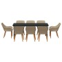 Conjunto de Comedor de Jardín 9 pcs Beige ratán sintético