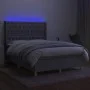 Box spring bed mattress and LED lights light gray fabric 140x190 cm by vidaXL, Beds and slatted bases - Ref: Foro24-3139109, ...