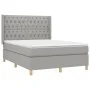Box spring bed mattress and LED lights light gray fabric 140x190 cm by vidaXL, Beds and slatted bases - Ref: Foro24-3139109, ...