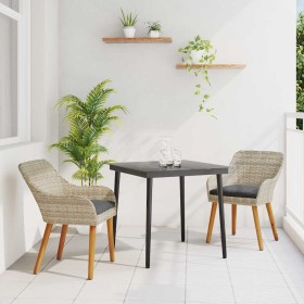 Conjunto de comedor 3 pcs Gris claro Poliratán