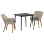 Conjunto de comedor 3 pcs Gris claro Poliratán