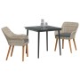 Conjunto de comedor 3 pcs Gris claro Poliratán