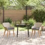 Conjunto de comedor 3 pcs Gris claro Poliratán