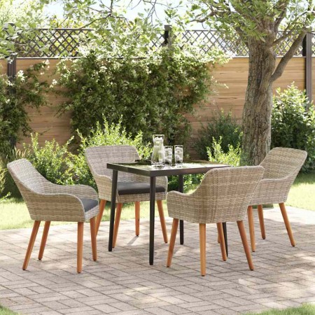 Conjunto de comedor 5 pcs Gris claro Poliratán