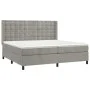 Box spring bed with mattress and LED light gray velvet 200x200 cm by vidaXL, Beds and slatted bases - Ref: Foro24-3139823, Pr...