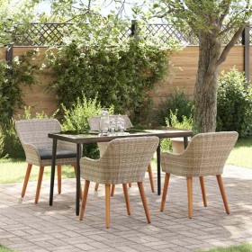 Conjunto de comedor 5 pcs Gris claro Poliratán