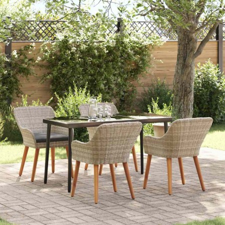 Conjunto de comedor 5 pcs Gris claro Poliratán