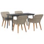 Conjunto de comedor 5 pcs Gris claro Poliratán