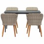 Conjunto de comedor 5 pcs Gris claro Poliratán