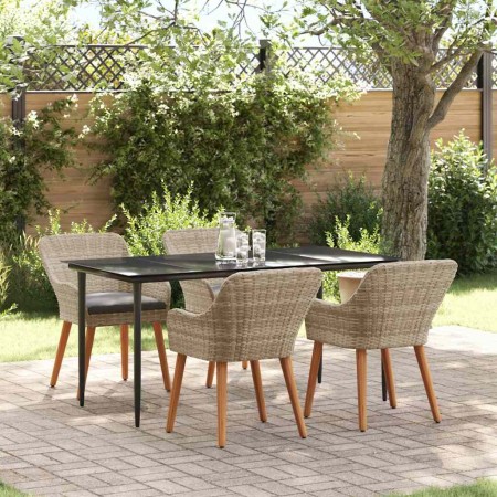 Conjunto de comedor 5 pcs Gris claro Poliratán
